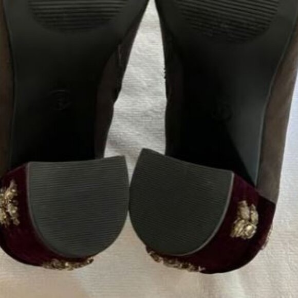 Anthropologie Farylrobin Suede Velvet Fawcett Booties Sz 8 - Picture 9 of 11